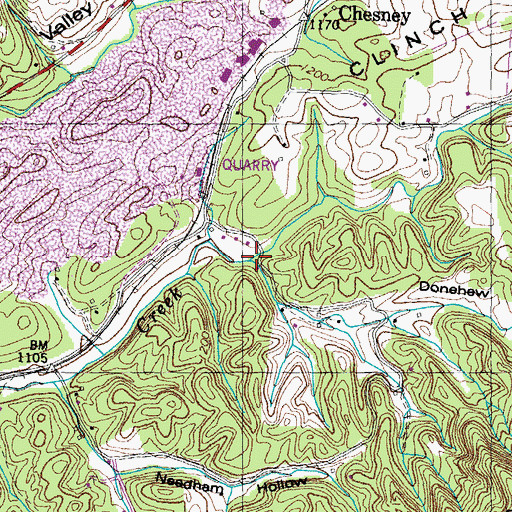 Topographic Map of Donehew Hollow, TN