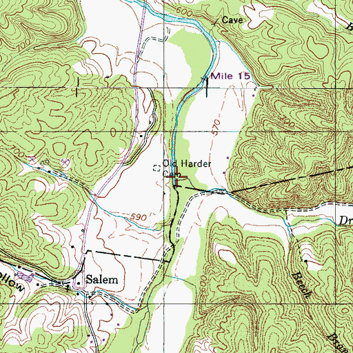 Topographic Map of Dry Branch, TN