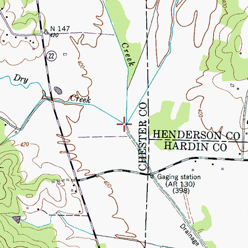 Topographic Map of Dry Creek, TN