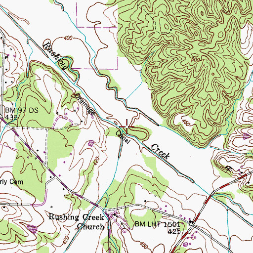 Topographic Map of Dry Creek, TN