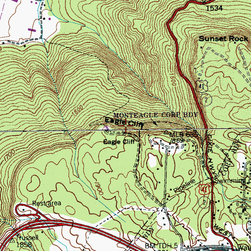Topographic Map of Eagle Cliff, TN