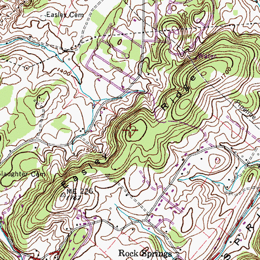 Topographic Map of Easley Ridge, TN