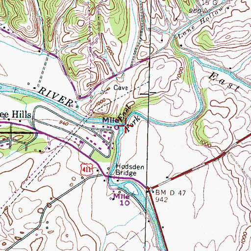 Topographic Map of East Fork Little Pigeon River, TN