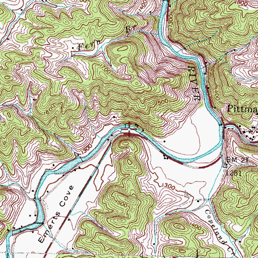 Topographic Map of Emerts Cove, TN