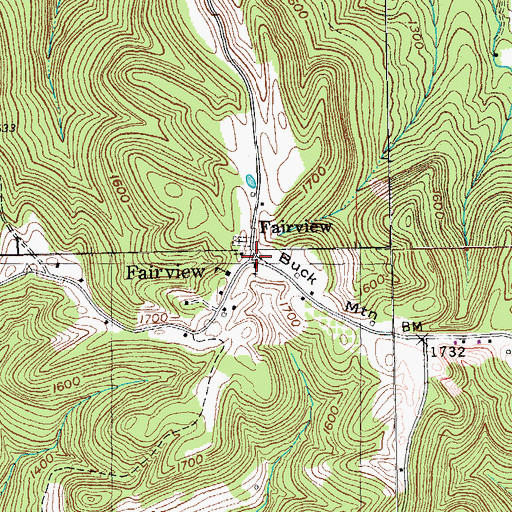 Topographic Map of Fairview, TN