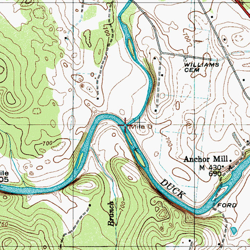Topographic Map of Fall Creek, TN