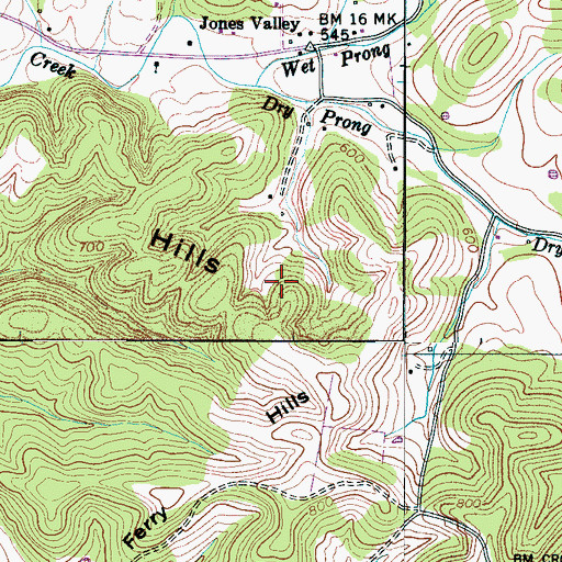 Topographic Map of Ferry Hills, TN