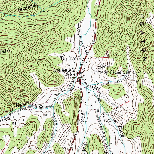 Topographic Map of Five Poplar Branch, TN