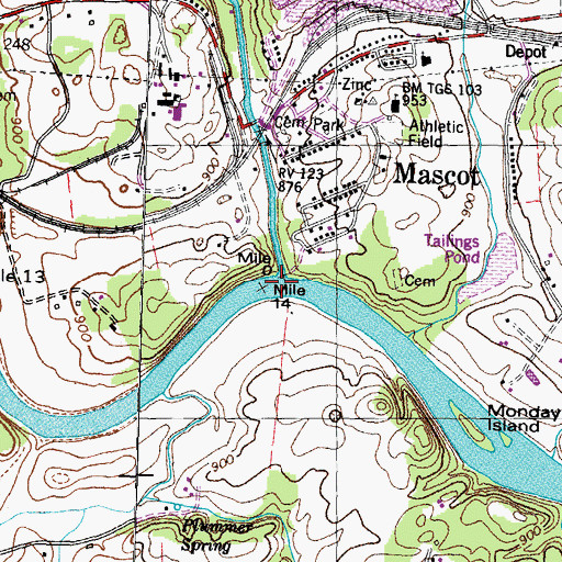 Topographic Map of Flat Creek, TN