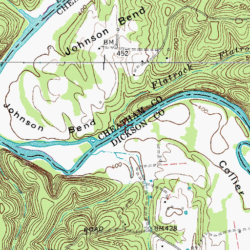 Topographic Map of Flatrock Branch, TN