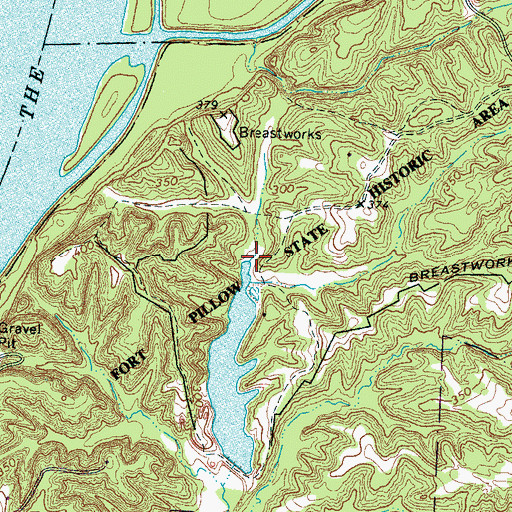 Topographic Map of Fort Pillow State Park, TN