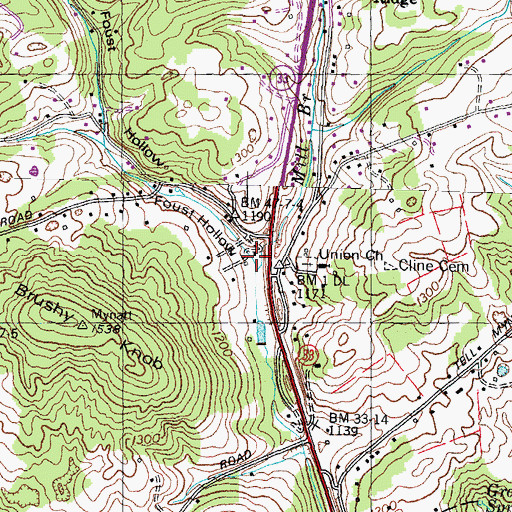 Topographic Map of Foust Hollow, TN