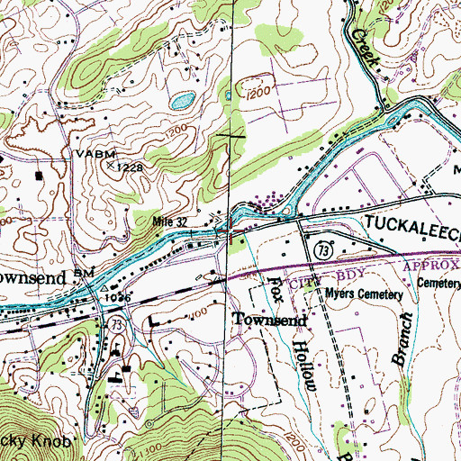 Topographic Map of Fox Hollow Branch, TN