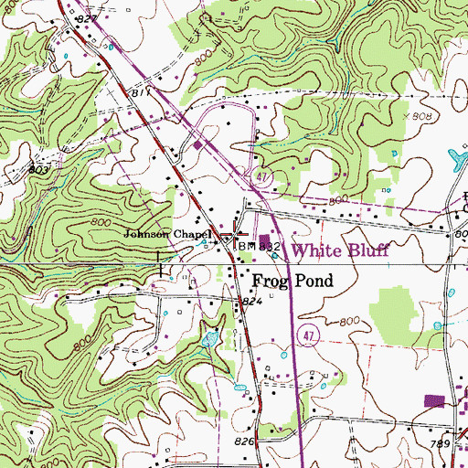 Topographic Map of Frog Pond, TN