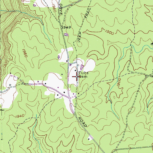 Topographic Map of Fults Cemetery, TN