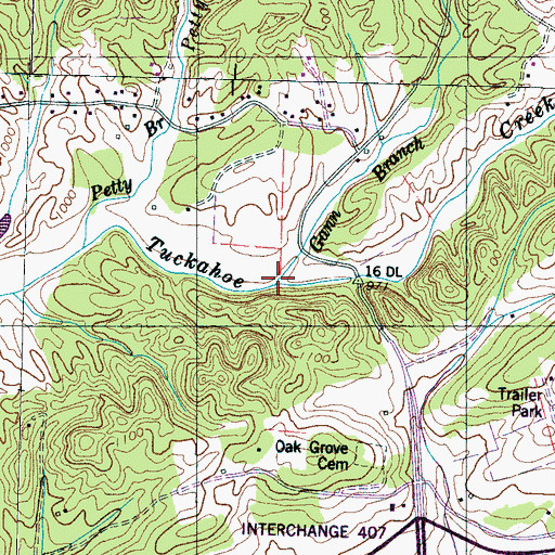 Topographic Map of Gann Branch, TN