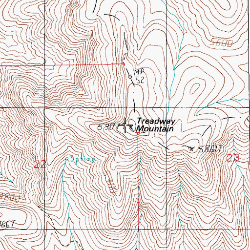 Topographic Map of Treadway Mountain, AZ