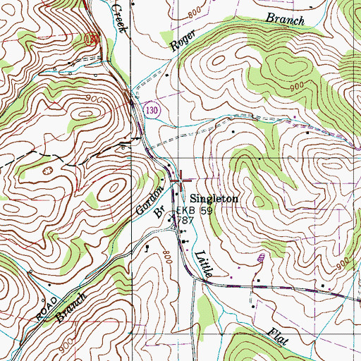 Topographic Map of Gordon Branch, TN