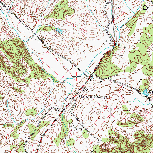 Topographic Map of Grassy Valley, TN