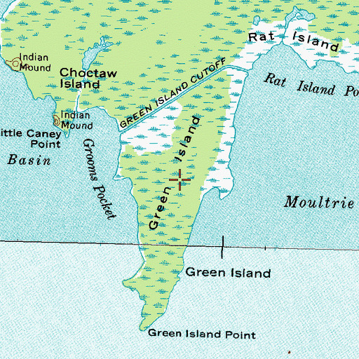 Topographic Map of Green Island, TN