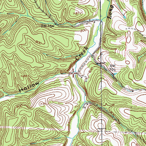 Topographic Map of Grisham Hollow, TN