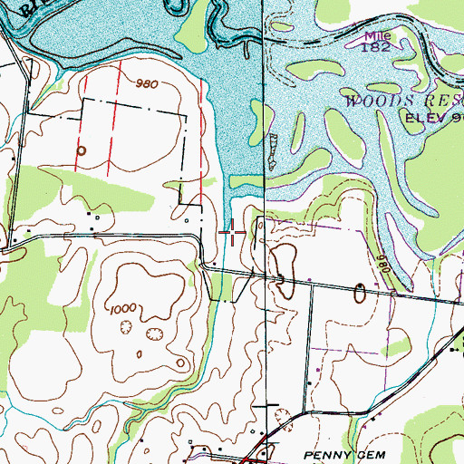 Topographic Map of Gum Creek, TN
