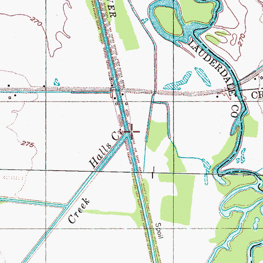 Topographic Map of Halls Creek, TN