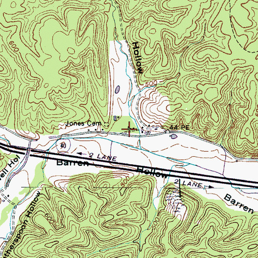 Topographic Map of Harden Hollow, TN