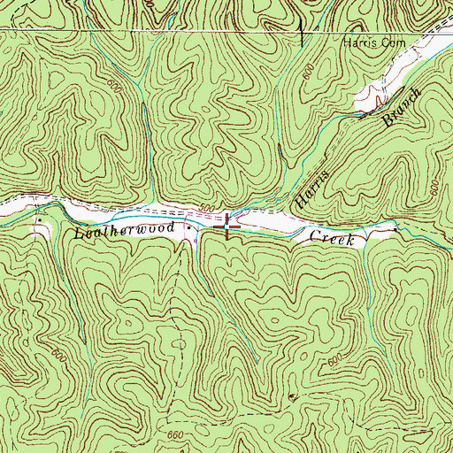 Topographic Map of Harris Branch, TN