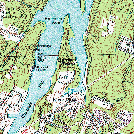 Topographic Map of Harrison Point, TN