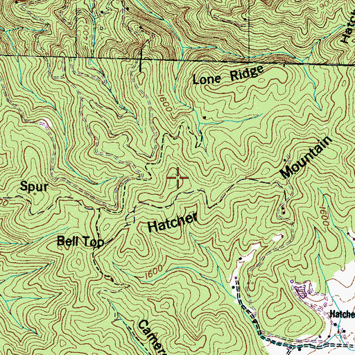 Topographic Map of Hatcher Mountain, TN