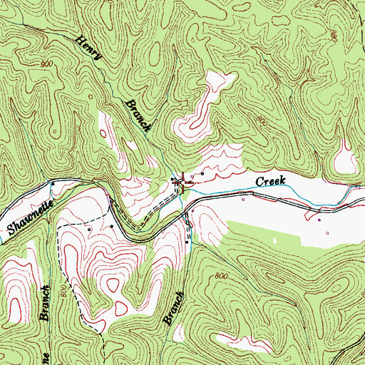 Topographic Map of Henry Branch, TN