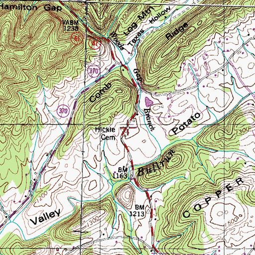 Topographic Map of Hickie Cemetery, TN