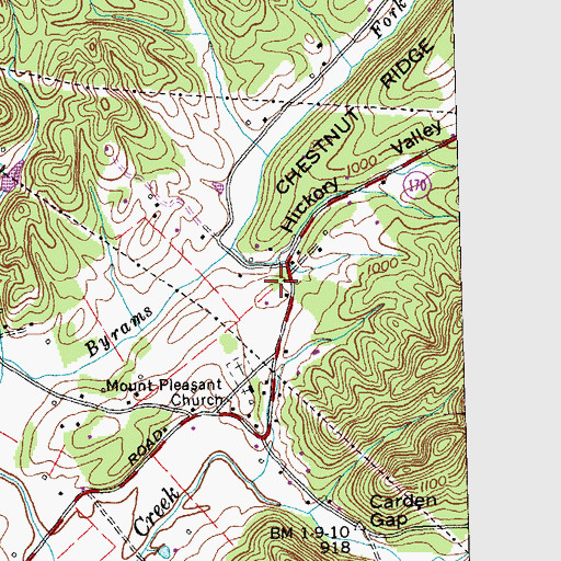 Topographic Map of Hickory Valley, TN