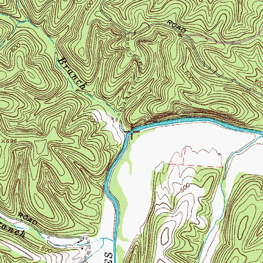 Topographic Map of Hodge Branch, TN