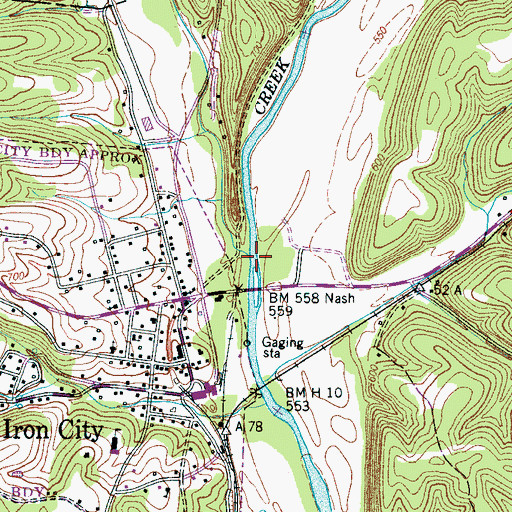 Topographic Map of Holly Creek, TN