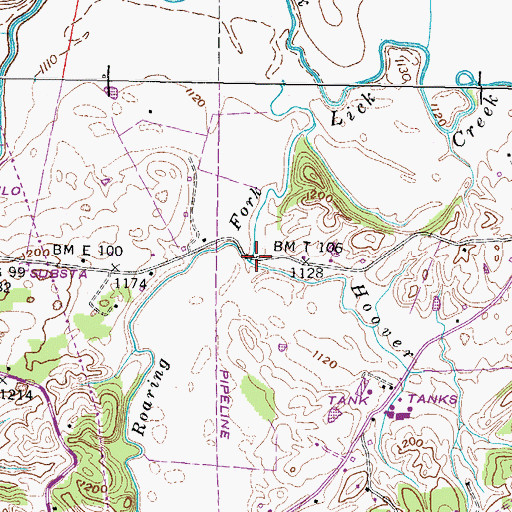 Topographic Map of Hoover Creek, TN