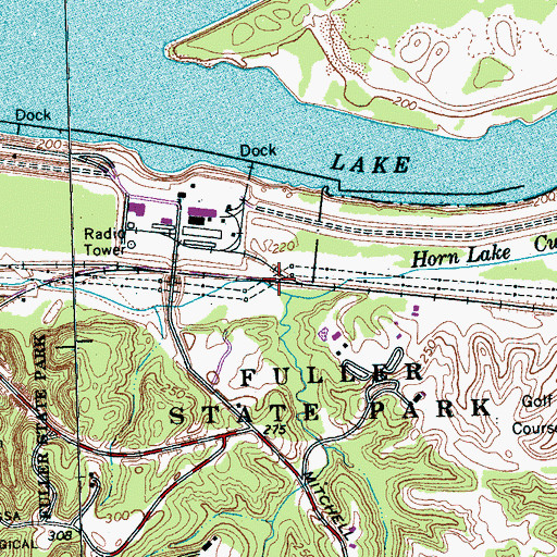 Topographic Map of Horn Lake Cutoff, TN
