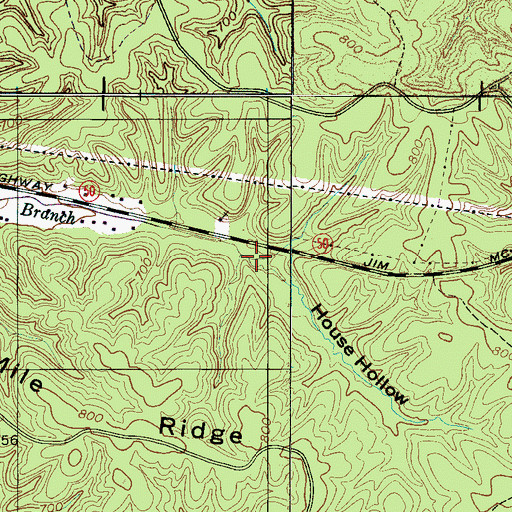 Topographic Map of House Hollow, TN