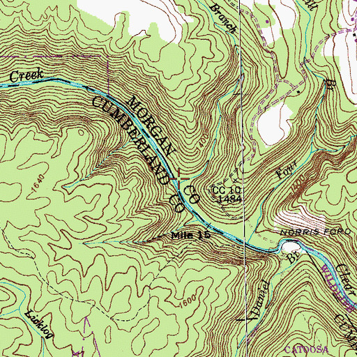 Topographic Map of Houston Spring Branch, TN
