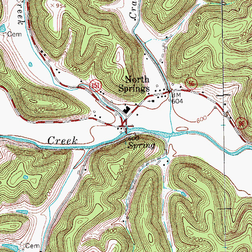 Topographic Map of Hudson Creek, TN