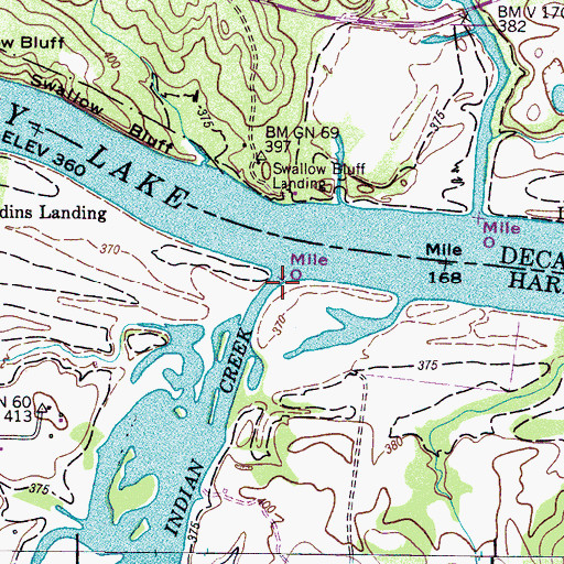 Topographic Map of Indian Creek, TN