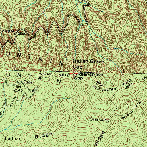 Topographic Map of Indian Grave Gap, TN