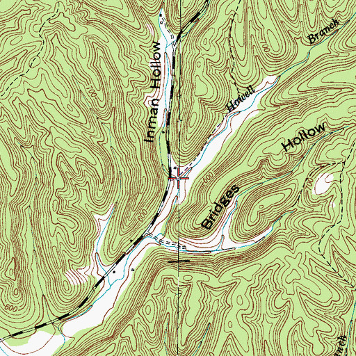 Topographic Map of Inman Hollow, TN