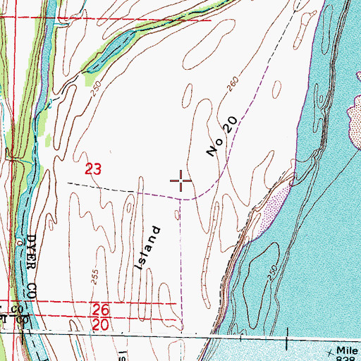 Topographic Map of Island Number Twenty, TN