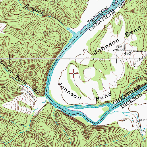 Topographic Map of Johnson Bend, TN