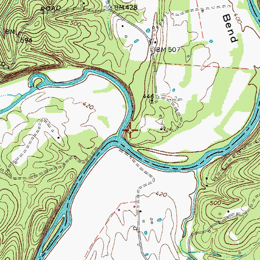 Topographic Map of Jones Creek, TN