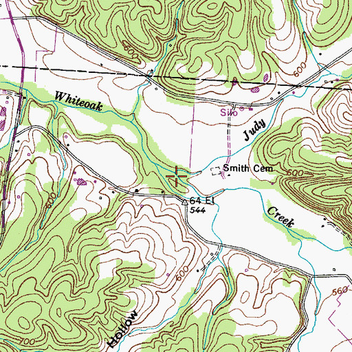 Topographic Map of Judy Branch, TN