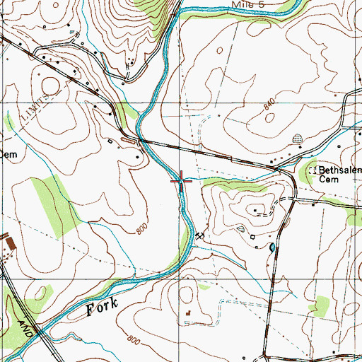 Topographic Map of Knob Creek, TN
