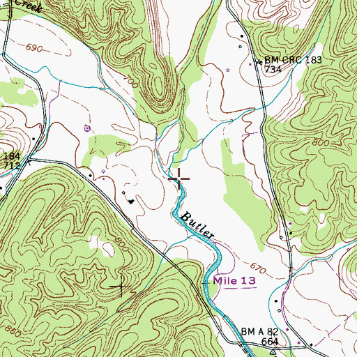 Topographic Map of Last Butler Creek, TN